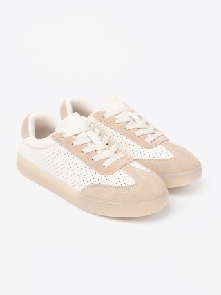 Sneakersy damskie ażurowe jasnobeżowe - 37