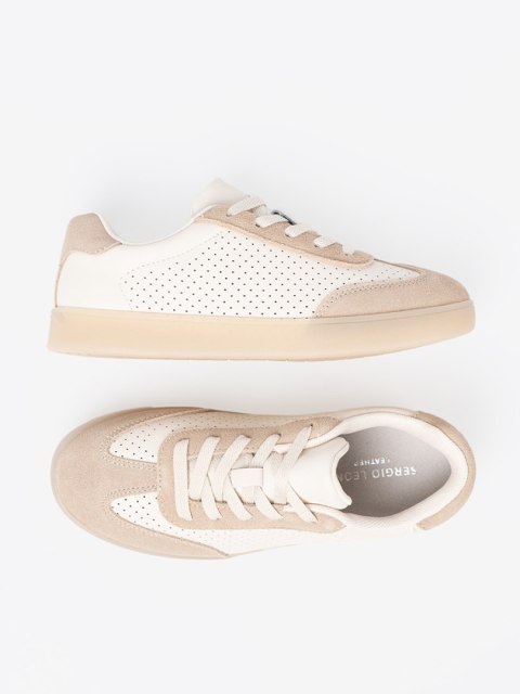 Sneakersy damskie ażurowe jasnobeżowe - 40