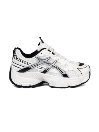 Biało-czarne wygodne sneakersy z siatką - 36