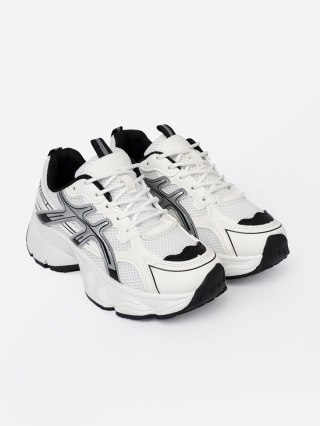 Biało-czarne wygodne sneakersy z siatką - 39
