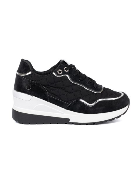 Czarne sneakersy damskie na koturnie - 36
