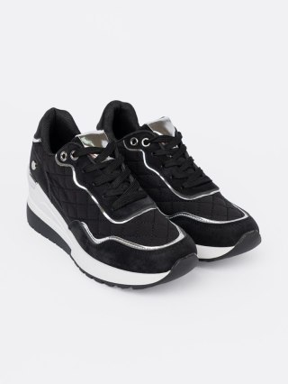 Czarne sneakersy damskie na koturnie - 36