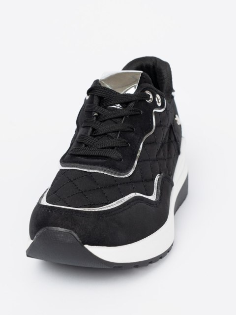 Czarne sneakersy damskie na koturnie - 36