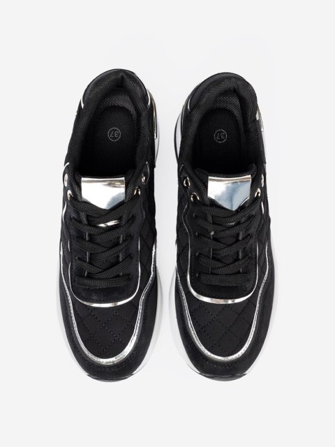 Czarne sneakersy damskie na koturnie - 41