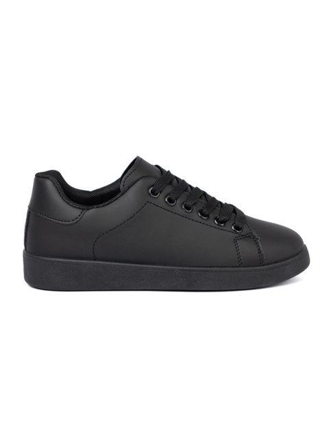 Czarne sneakersy z matowym wykończeniem i sznurowaniem - 37
