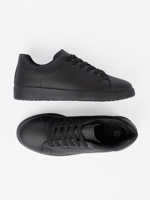 Czarne sneakersy z matowym wykończeniem i sznurowaniem - 37