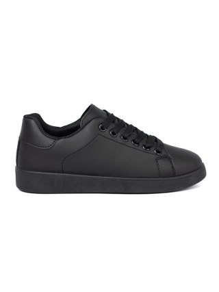 Czarne sneakersy z matowym wykończeniem i sznurowaniem - 41
