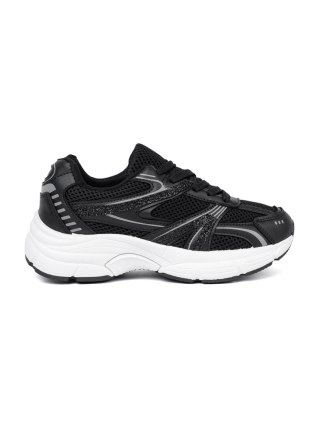 Czarne sneakersy z siateczką i białą podeszwą - 39