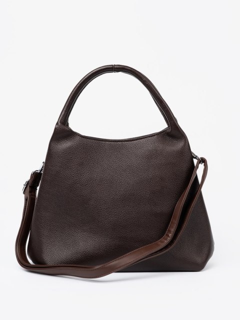 Elegancka brązowa torebka z kosmetyczką w środku - one size