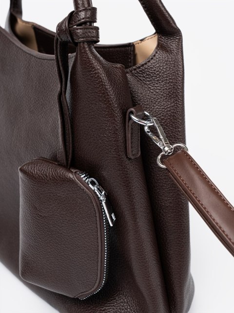 Elegancka brązowa torebka z kosmetyczką w środku - one size