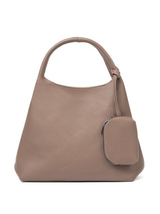 Elegancka ciemnobeżowa torebka z kosmetyczką w środku - one size