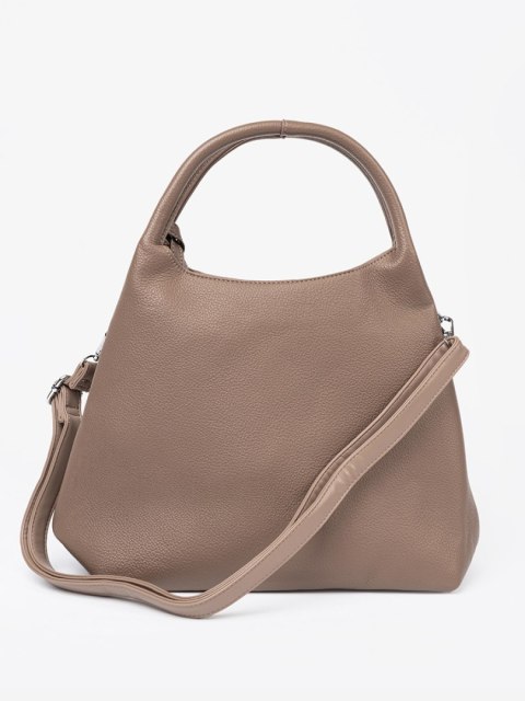 Elegancka ciemnobeżowa torebka z kosmetyczką w środku - one size