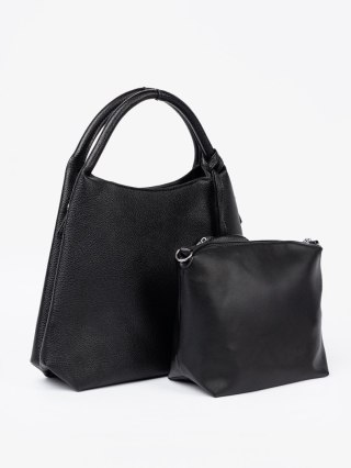 Elegancka czarna torebka z kosmetyczką w środku - one size