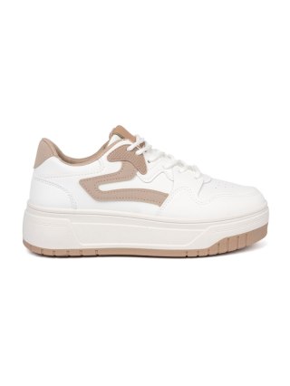 Biało beżowe sneakersy na platformie - 36