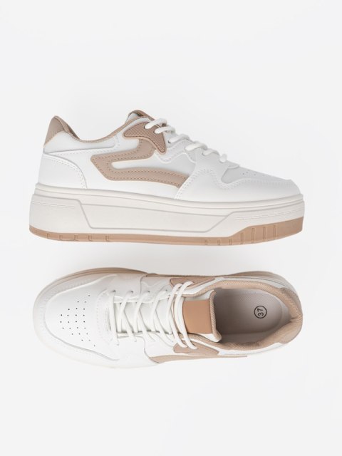 Biało beżowe sneakersy na platformie - 37
