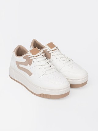 Biało beżowe sneakersy na platformie - 38