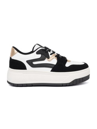 Czarno białe sneakersy ze złotymi detalami - 41