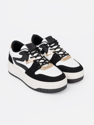 Czarno białe sneakersy ze złotymi detalami - 41