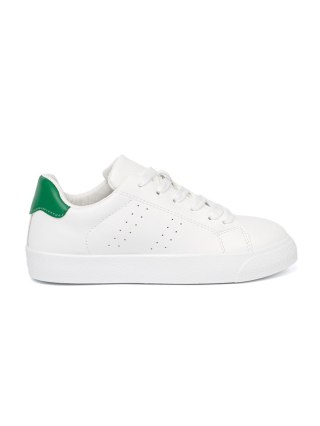 Klasyczne białe sneakersy z zielonym akcentem - 38