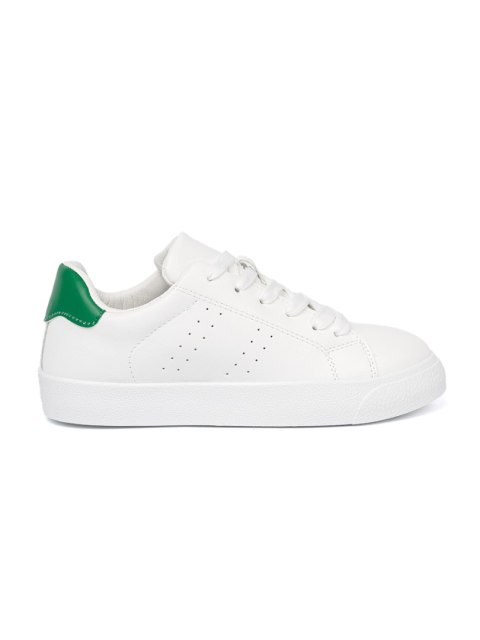 Klasyczne białe sneakersy z zielonym akcentem - 40