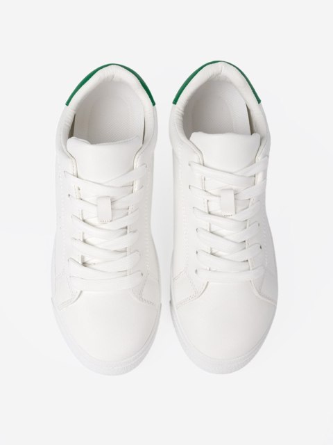 Klasyczne białe sneakersy z zielonym akcentem - 40