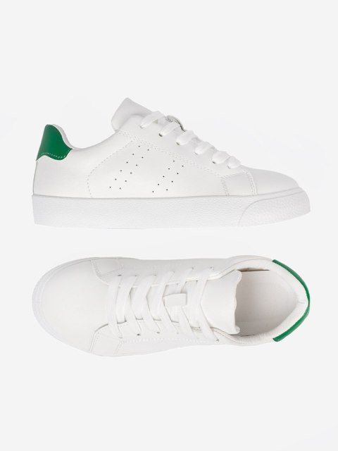 Klasyczne białe sneakersy z zielonym akcentem - 40
