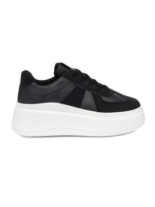 Klasyczne czarne sneakersy na grubej podeszwie - 40