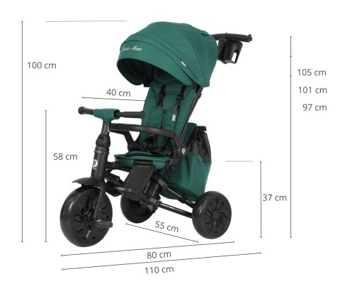 MILLY MALLY 6306 Qplay Rowerek Trójkołowy Nova Max Green