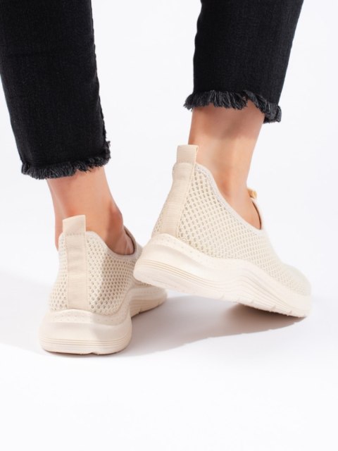 Beżowe tekstylne buty sportowe - 38 Beżowe tekstylne buty sportowe - 38