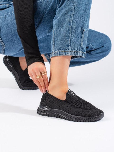 Czarne tekstylne trampki damskie - 39 Czarne tekstylne trampki damskie - 39