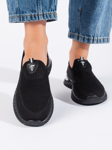 Czarne tekstylne trampki damskie - 39 Czarne tekstylne trampki damskie - 39