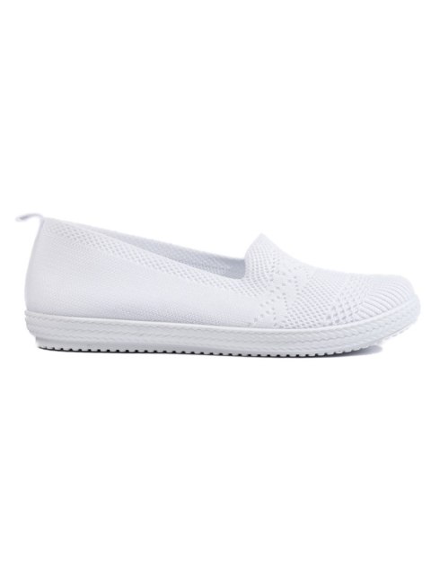 Białe materiałowe slip on damskie - 37