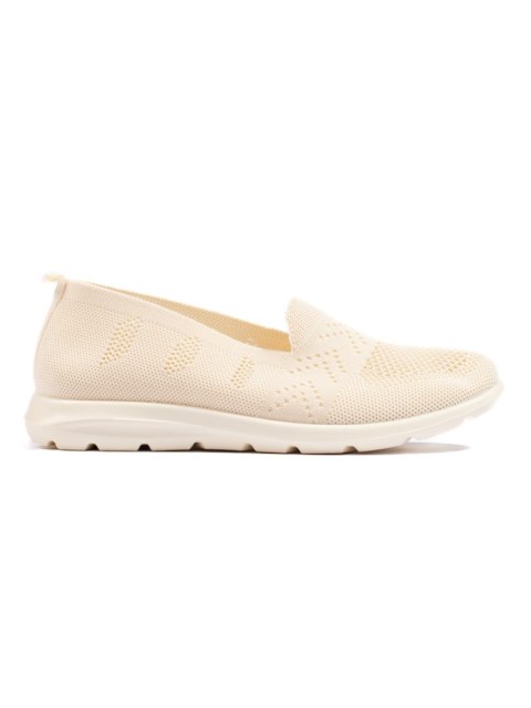 Beżowe tekstylne slip on damskie - 38 Beżowe tekstylne slip on damskie - 38