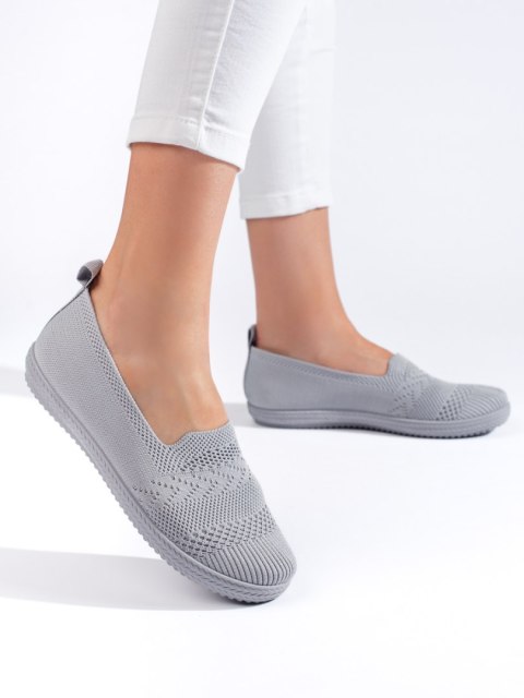 Szare materiałowe slip on damskie - 36 Szare materiałowe slip on damskie - 36