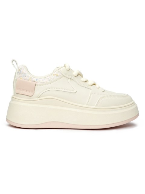 Damskie kremowe sneakersy na grubej podeszwie - 40 Damskie kremowe sneakersy na grubej podeszwie - 40