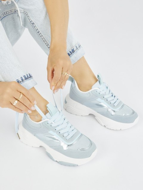 Niebieskie sportowe buty damskie na grubej podeszwie - 38 Niebieskie sportowe buty damskie na grubej podeszwie - 38