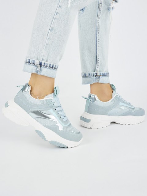 Niebieskie sportowe buty damskie na grubej podeszwie - 38 Niebieskie sportowe buty damskie na grubej podeszwie - 38