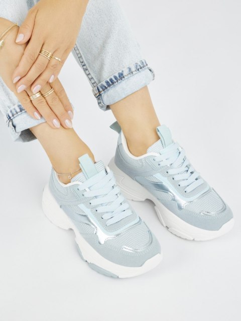 Niebieskie sportowe buty damskie na grubej podeszwie - 38 Niebieskie sportowe buty damskie na grubej podeszwie - 38