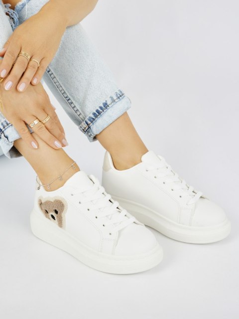Białe damskie buty sportowe z misiem - 36 Białe damskie buty sportowe z misiem - 36