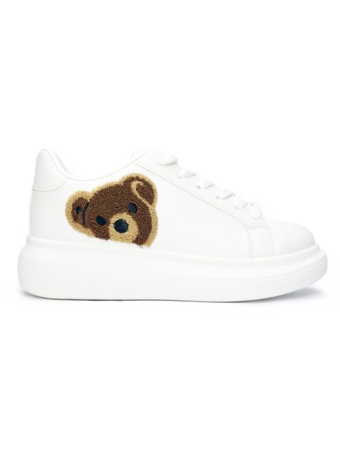Białe damskie buty sportowe z misiem - 36 Białe damskie buty sportowe z misiem - 36