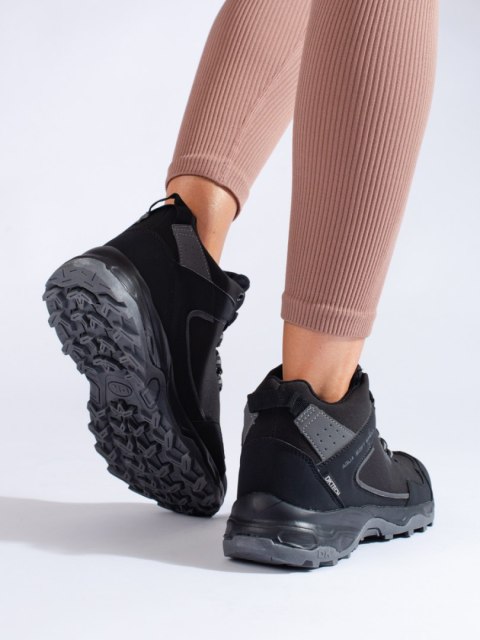 Wysokie buty trekkingowe damskie DK Softshell czarno-szare - 37 Wysokie buty trekkingowe damskie DK Softshell czarno-szare - 37