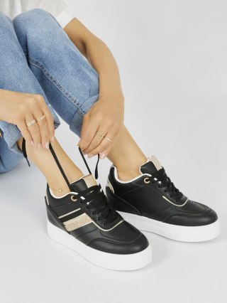 Czarne sneakersy z ukrytą koturną - 39