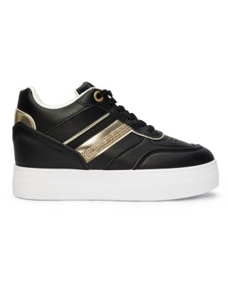 Czarne sneakersy z ukrytą koturną - 41