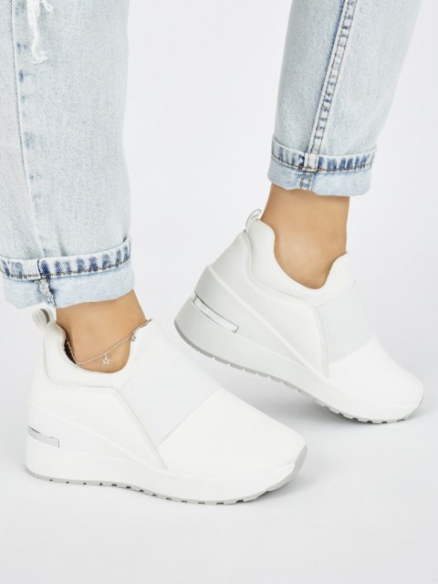 Białe sneakersy damskie na koturnie - 41 Białe sneakersy damskie na koturnie - 41
