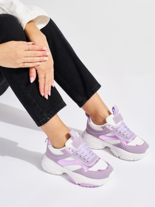 Liliowe sportowe buty damskie na grubej podeszwie - 37