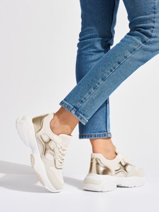 Sneakersy damskie beżowo-złote - 37
