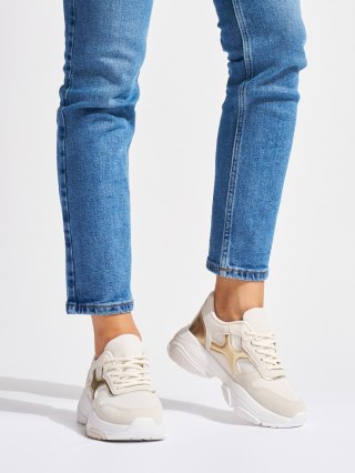Sneakersy damskie beżowo-złote - 39