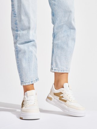 Biało-beżowe sneakersy na platformie - 37