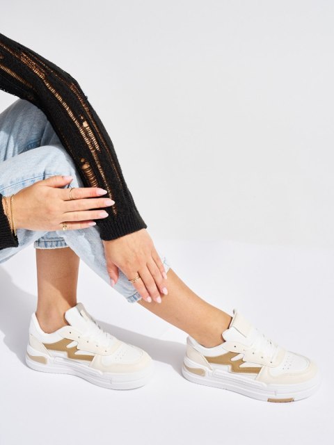 Biało-beżowe sneakersy na platformie - 39 Biało-beżowe sneakersy na platformie - 39