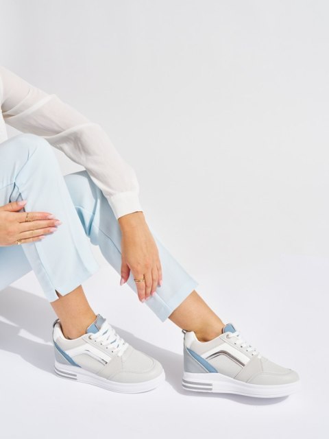 Damskie szare sneakersy z ukrytą koturną - 40 Damskie szare sneakersy z ukrytą koturną - 40